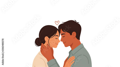 Couple sharing a sweet kiss and hugging with sparkles around their heads Vector
