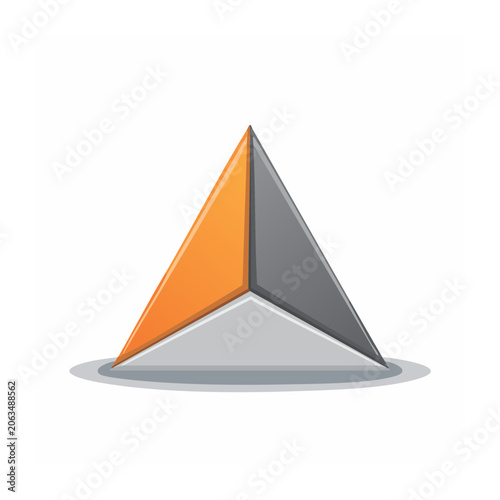 3D Render of Triangular Pyramid with Orange and Gray Faces