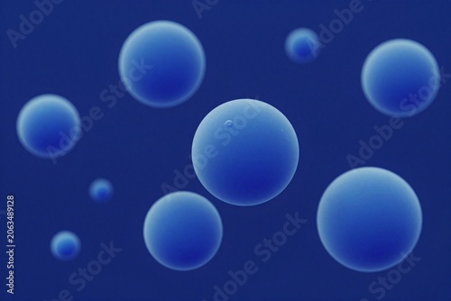 A bunch of blue bubbles floating in the air