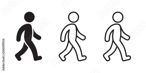 Walking Man Pedestrian and Active Movement Icons for Human Motion Travel and Navigation Concepts