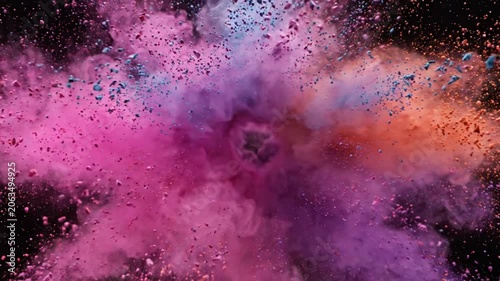 Colorful powder exploding in air.