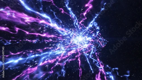 Electricity Strikes Blue Purple Lightning.
