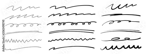 シンプルな手描きライン素材セット