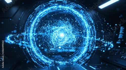 Futuristic Technology Blue Circle Animation.