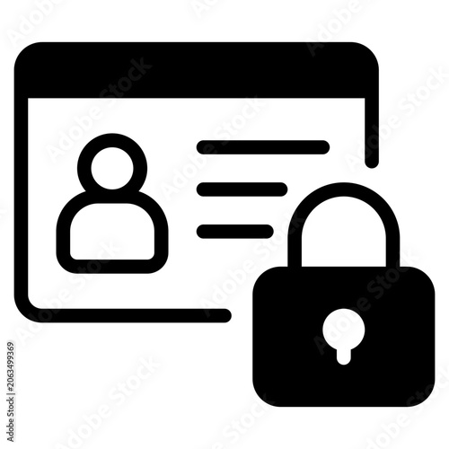 Illustration of an ID card with a lock icon representing security and privacy for web design, infographics, and presentations.
