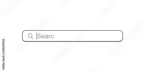 Minimalist Web Search Bar Interface with Magnifying Glass Icon and Typing Text on White Background