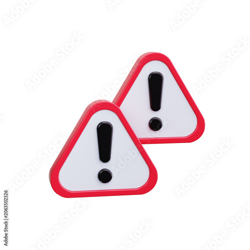 Warning triangle 3d render icons