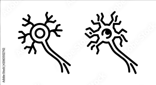 Fotografie Scientific neuron cell icons with abstract shapes, neurology