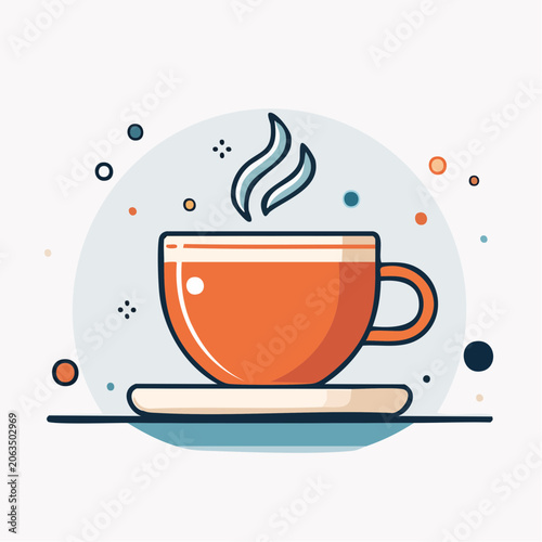 Stylized Illustration of a Steaming Cup of Coffee