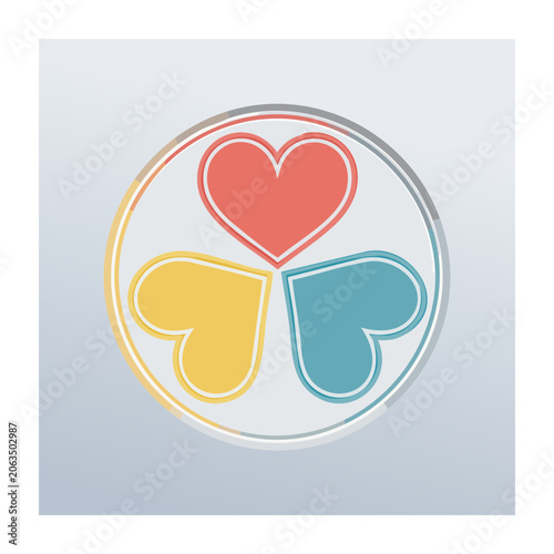 Three colorful hearts in a circle icon