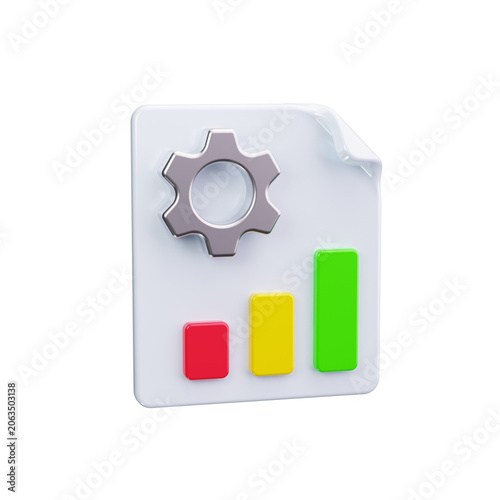 Gear chart 3d render icons