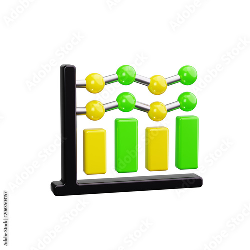 Line graph 3d render icons