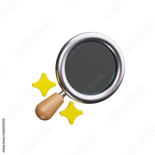 Magnifying glass 3d render icons
