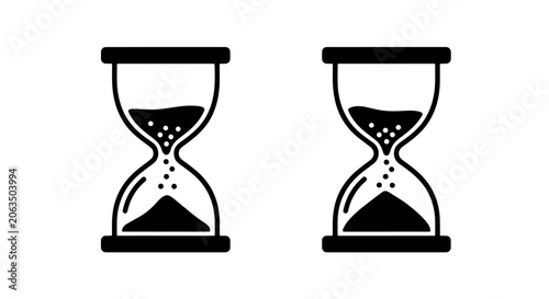 Tableau sur toile Sand hourglass time measurement icons set with hourglass