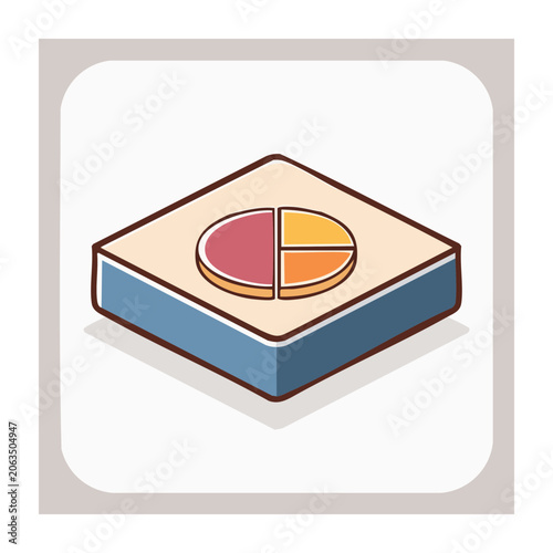 Pie chart on cake slice illustration