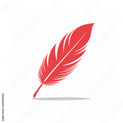 Red feather icon on white background