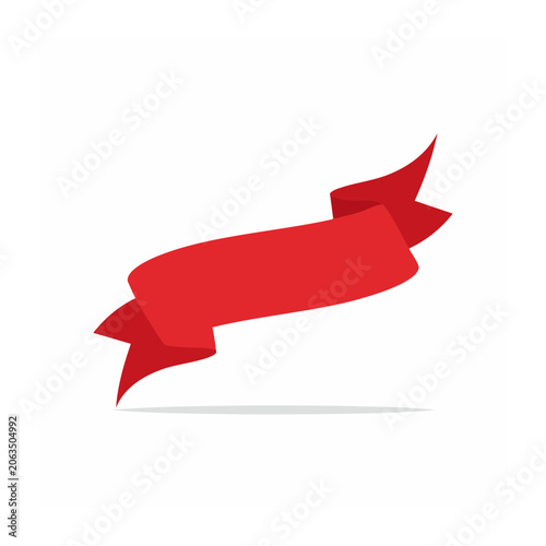 Red ribbon banner in flat design