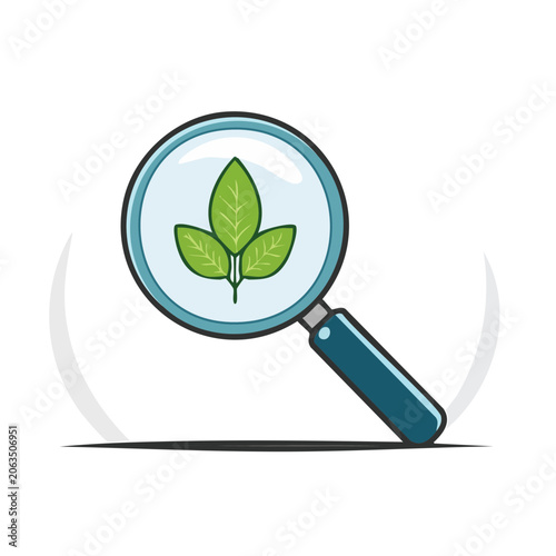 Magnifying glass with plant sprout icon