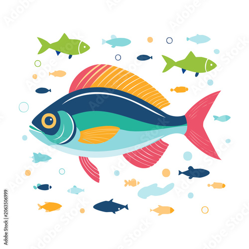 Tropical fish flat design vector illustration