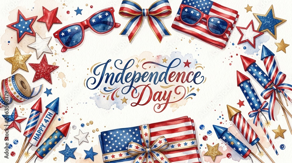 Obraz premium Independence Day Celebration Elements – Patriotic Holiday Graphic