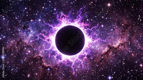 Solar Eclipse in Space Galaxy.