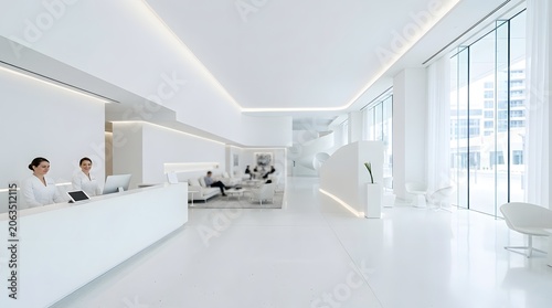 Sleek White Modern Reception Area Minimalist Design