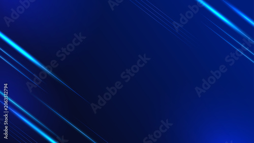 Abstract Blue Technology Background with Diagonal Glowing Light Lines