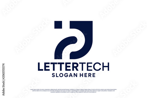 Quadro su tela Initial Letter J Tech Logo Design