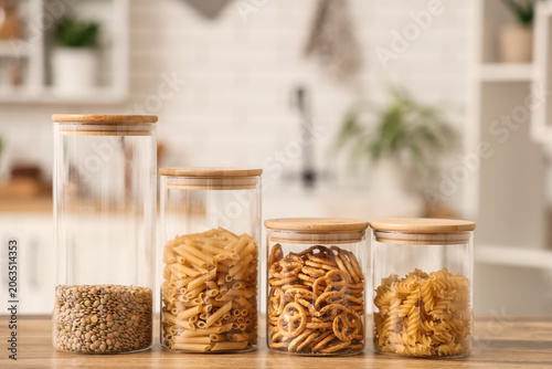 Glass jars with different p...