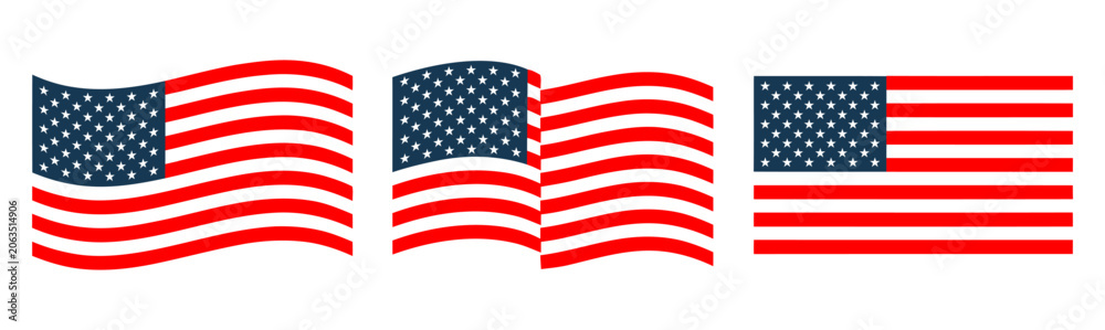 Fototapeta premium Happy 4th of july Independence day USA abstract wavy flag white background banner