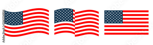 Happy 4th of july Independence day USA abstract wavy flag white background banner