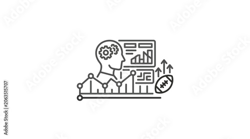 Sports strategy and coaching mindset line art icon.