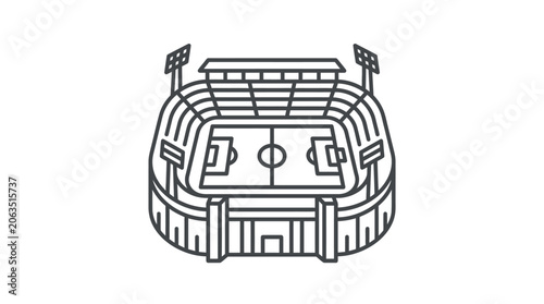 Top down aerial view sports stadium icon.