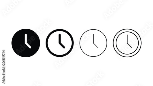 Konstfotografi Four different clock icons in various styles and colors side by side