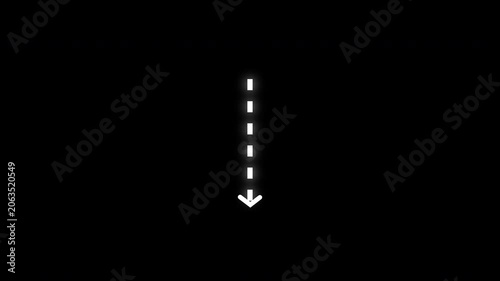 Animated Down Arrow with Moving Dashed Line – Vertical Direction Indicator Motion Graphic
