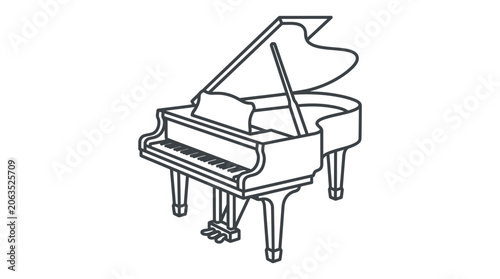Grand piano line art icon on white background.