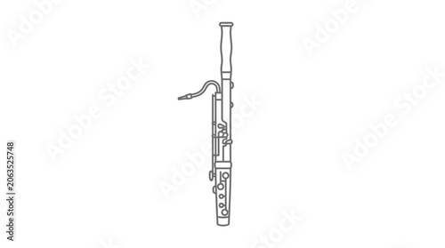 Fotografie Long bassoon woodwind instrument vertical line drawing.