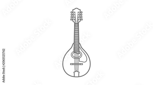 Photos Mandolin folk string instrument line art illustration.