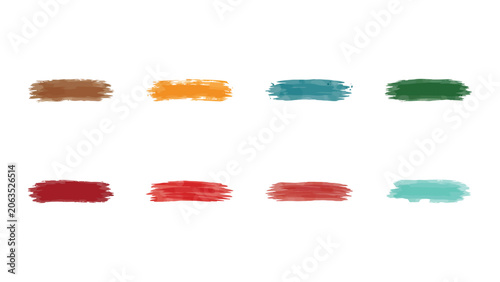 Colorful Brush Stroke Collection, Artistic Paint Swatches, Textured Grunge Brush Marks, Creative Watercolor Vector Design Elements Isolated on White
