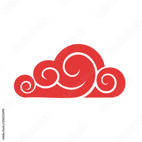 Red swirling cloud icon on transparent background
