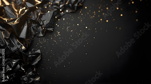 Elegant Crinkled Gold on Deep Matte Black Surface