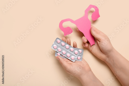 Female hands with paper ute...