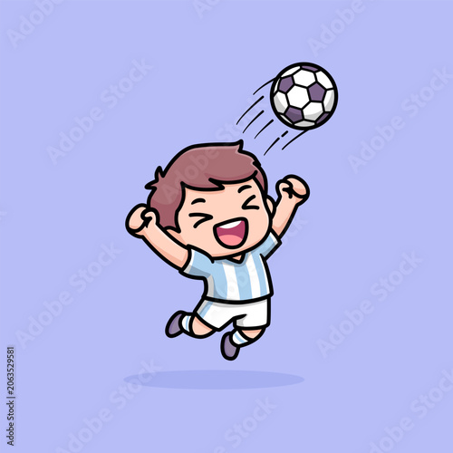 Cute Cartoon Soccer Boy Celebrating Goal Illustration