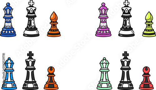 Fotografia International Chess Day vector design with decorative chess pieces, king queen a