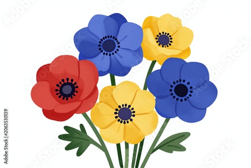 A bunch of colorful flowers on a white background_2