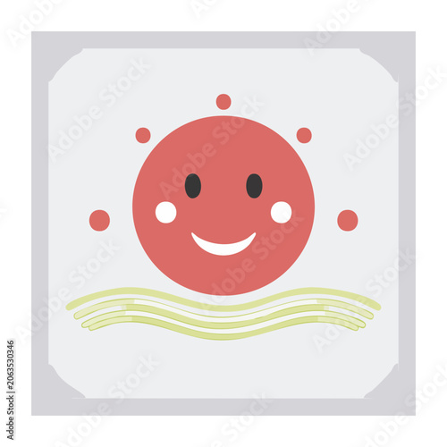 Flat design smiling face with dots and ribbon