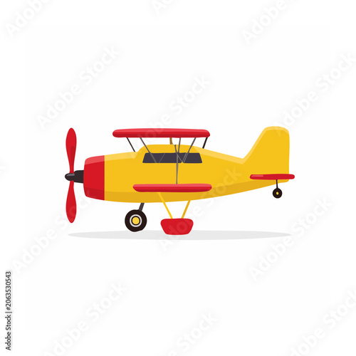 Yellow and red airplane 3D render side view