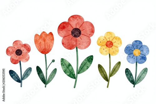 A bunch of colorful flowers on a white background_1