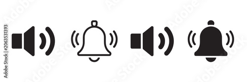 Speaker and Bell Notification Icon Set UI Vector Collection