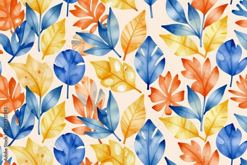 A bunch of colorful leaves on a gray background